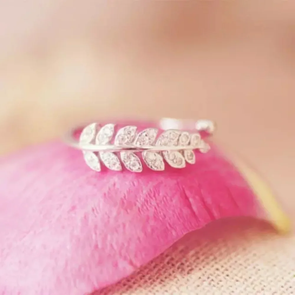 New 925 Silver Creative Leaf Adjustable Ring - Picture 3 of 6